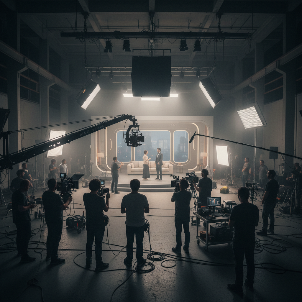 Web series production with multiple cameras and crew